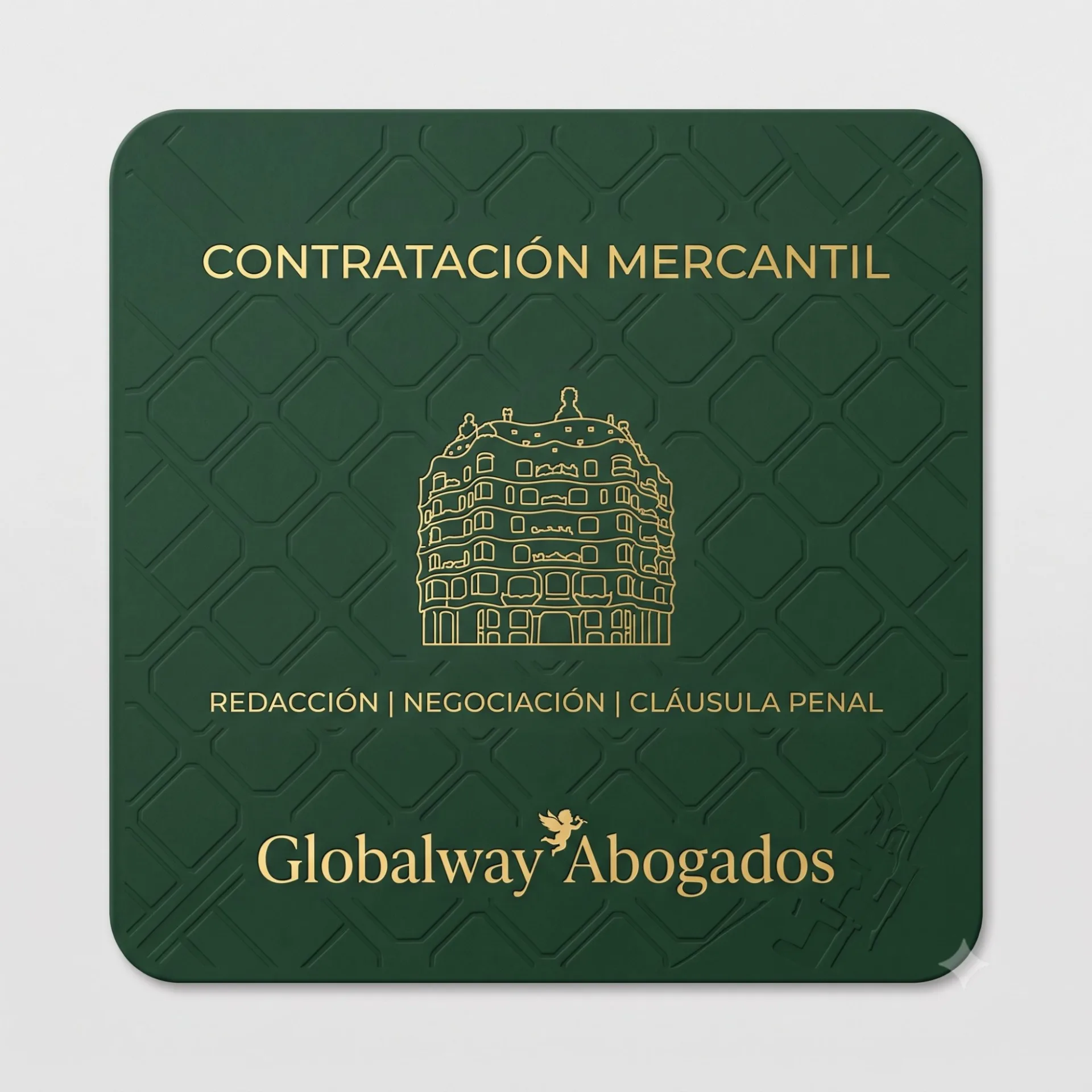 Icono dorado de La Pedrera, tarjeta de contratación mercantil de Globalway Abogados en Barcelona