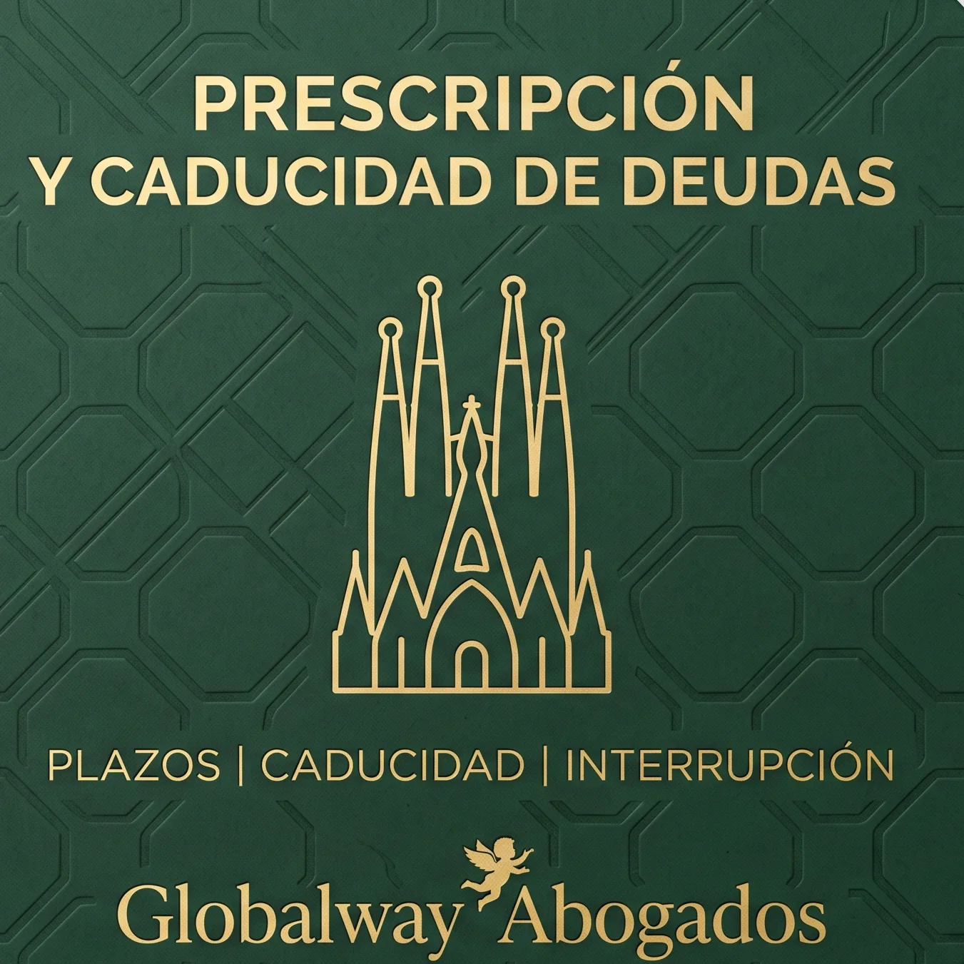 Icono dorado de la Torre Bellesguard, tarjeta de prescripción y caducidad de deudas de Globalway Abogados en Barcelona