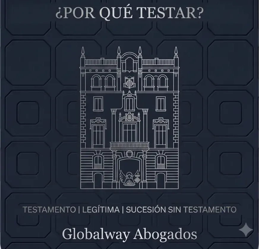 La pedrera de BArcelona, con un arbol familiar que sale del centro una pregunta debajo ¿por qué testar? globalway abogados