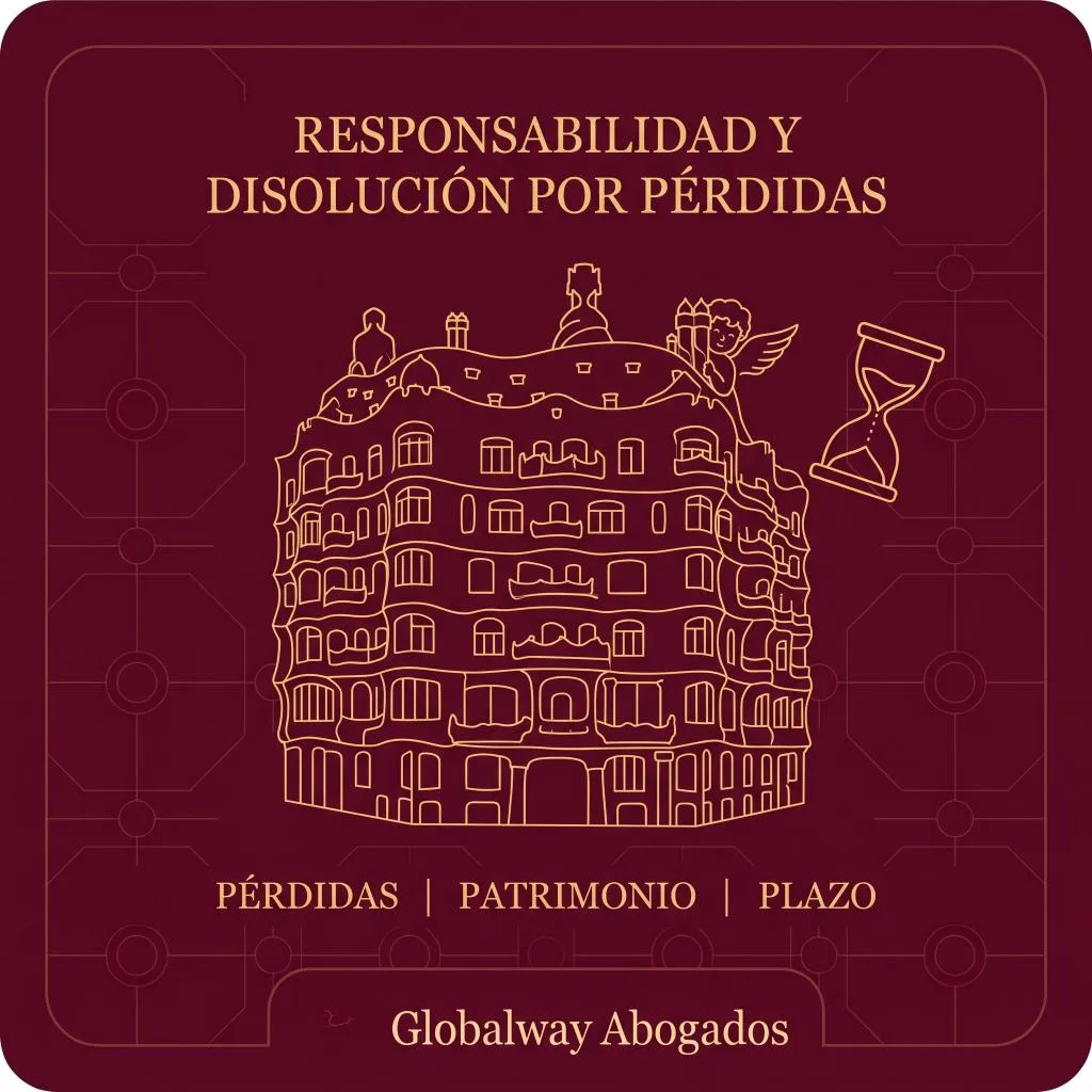 Ilustración en granate y dorado: la pedrera y junto a ella un reloj de arena y un Ángel de la guarda jugando al escondite .