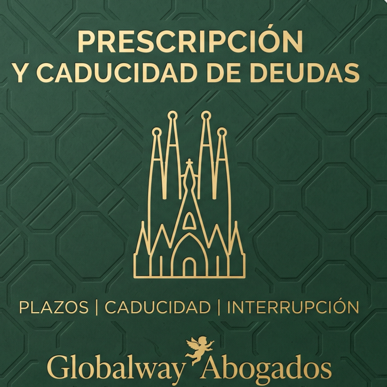 Icono dorado de la Torre Bellesguard, tarjeta de prescripción y caducidad de deudas de Globalway Abogados en Barcelona