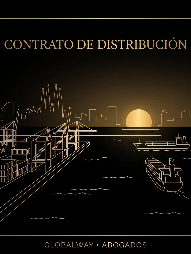 Comisión vs margen Icono dorado del Mercat del Born, tarjeta sobre comisión del agente frente a margen del distribuidor de Globalway Abogados