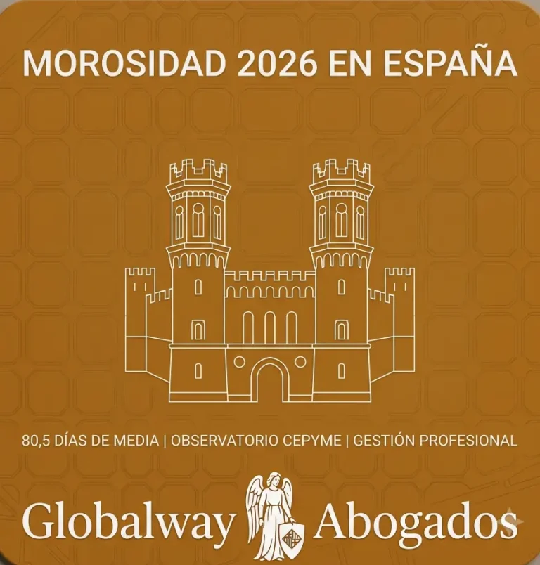 MOrosidad 2026 Icono dorado de la Casa Amatller, tarjeta sobre la morosidad en España en 2026 de Globalway Abogados