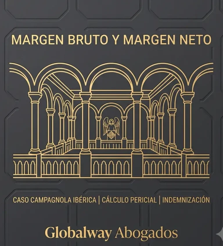 Comisión vs margen Icono dorado del skyline del Eixample de Barcelona, tarjeta sobre margen bruto y margen neto del distribuidor de Globalway Abogados