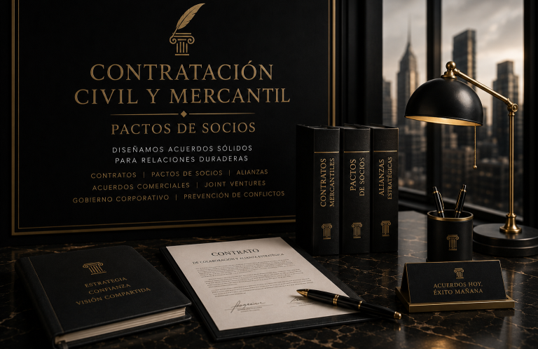 Contratos mercantiles, empresa, societario, starutps fashionlaw Mesa de trabajo con documentos y vista a la Sagrada Familia. Los contratos son la base de un buen negocio globalway Abogados Barcelona