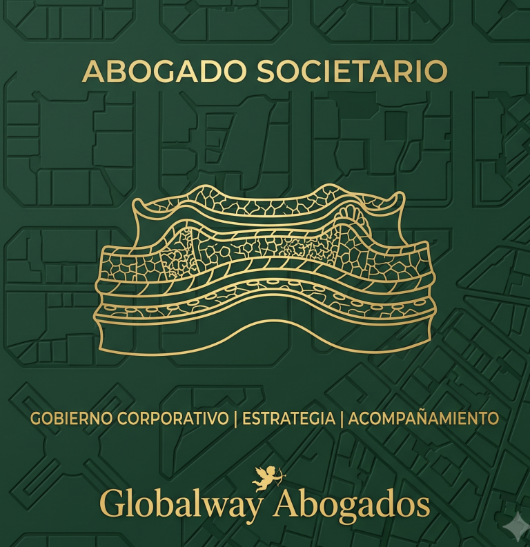 Icono dorado del Park Güell, tarjeta de abogado societario de Globalway Abogados en Barcelona