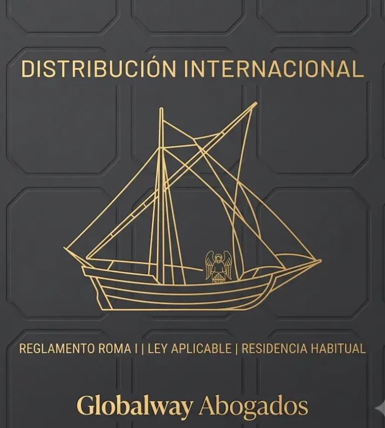 Distribución Internacional Bajo título dorado Distribución Internacional un barco de pescadores y un Ángel de la Guarda navegando. Globalway Abogados
