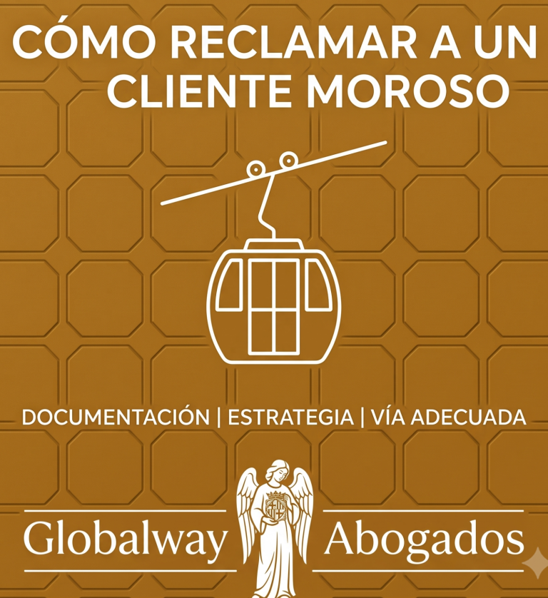 Como cobrar facturas o deuda BArcelona Icono dorado del Telefèric de Montjuïc, tarjeta de guía para reclamar a un cliente moroso de Globalway Abogados