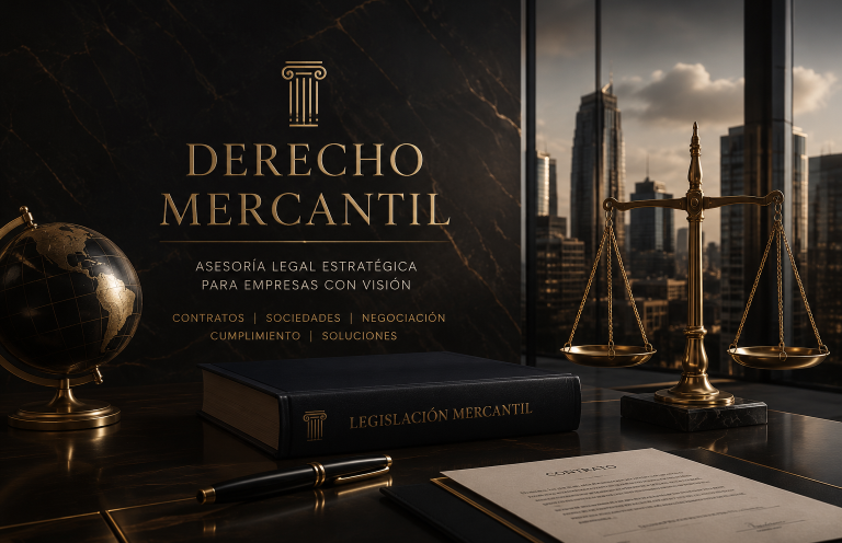 Derecho societario y mercantil barcelona Despacho de abogados clásico donde aparece escrito DERECHO MERCANTIL