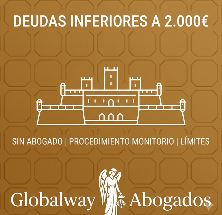 MOrosidad 2026 Icono dorado del Poble Espanyol, tarjeta de reclamación de deudas inferiores a 2.000 euros de Globalway Abogados