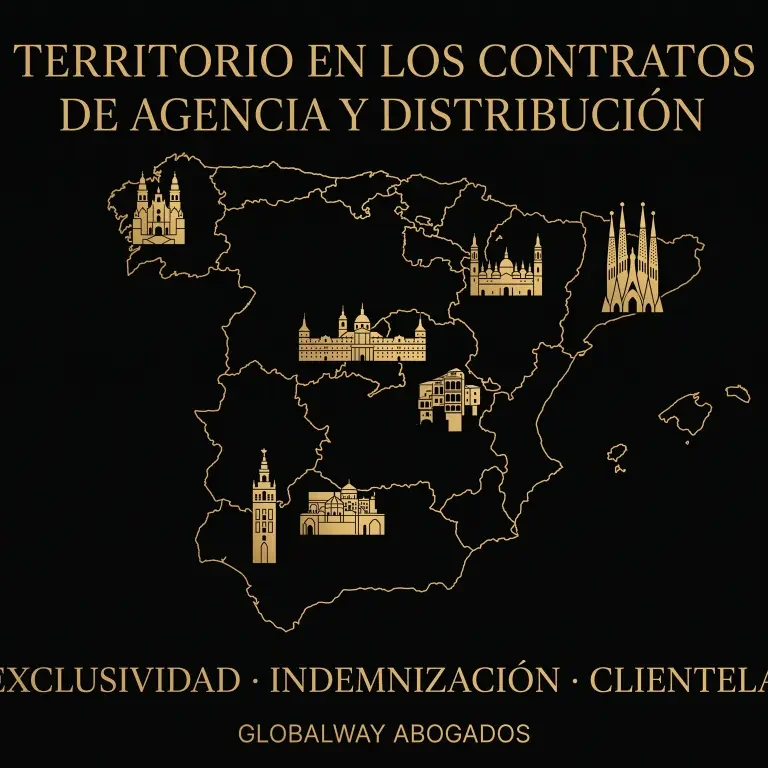 Territorio en los contratos de agencia y distribución Bajo el titulo el Territorio en los contratos de agencia y distribución en letras doradas la península Ibérica y los monumentos principales
