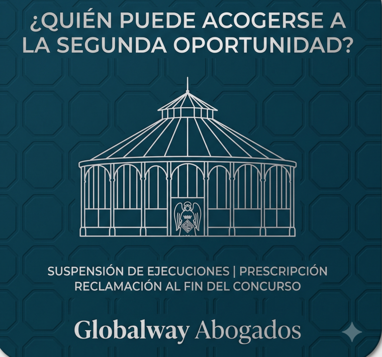 Quién puede acogerse a la ley de segunda oportunidad Vista aérea de Barcelona con la Sagrada Familia y edificios modernos al fondo y una avioneta con publicidad de GLOBALWAY ABOGADOS